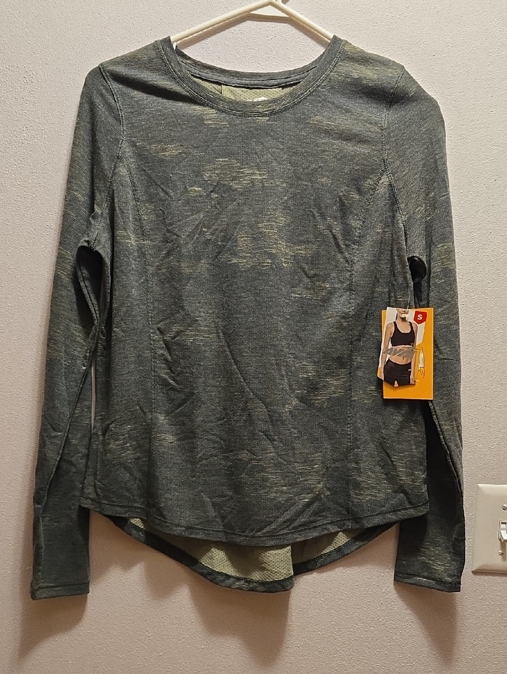 Avia Heathered Olive Green Long Sleeve Active Tee